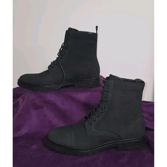 Men's Calvin Klein Lorenzo Lace Up Boots With Leather Upper Size 12 Black - Picture 2 of 9